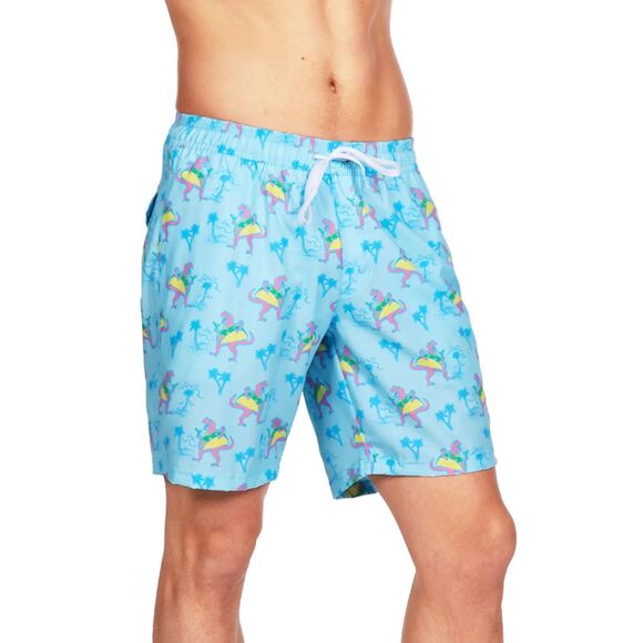TIPSY ELVES Men’s Blue Tacosaurus Stretch Swim Trunks Size Large - Picture 1 of 7